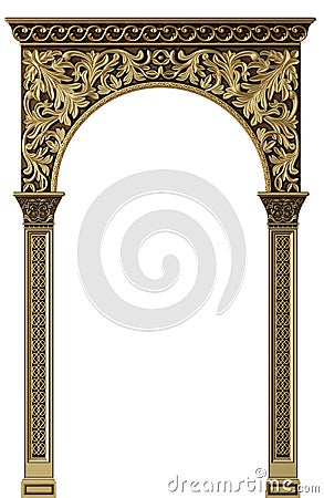 Eastern ancient Arab arch entrance to the building Cartoon Illustration