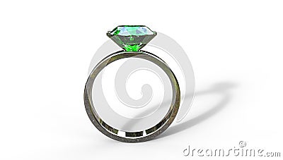 3d illustration of an emerald ring Cartoon Illustration
