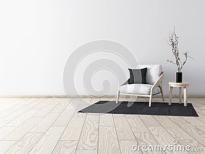 3d illustration of empty white interior Cartoon Illustration