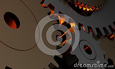 3d illustration engine gear wheels, industrial background Cartoon Illustration