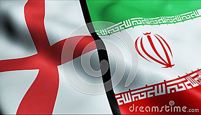 3D Illustration of England and Iran Flag Stock Photo