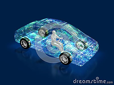 3D illustration of evolution of automobiles Cartoon Illustration