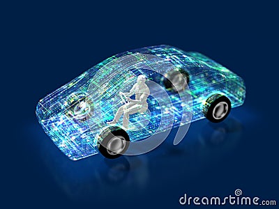 3D illustration of evolution of automobiles Cartoon Illustration