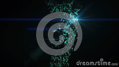 explosion of sculpture on black background with optical flares Cartoon Illustration