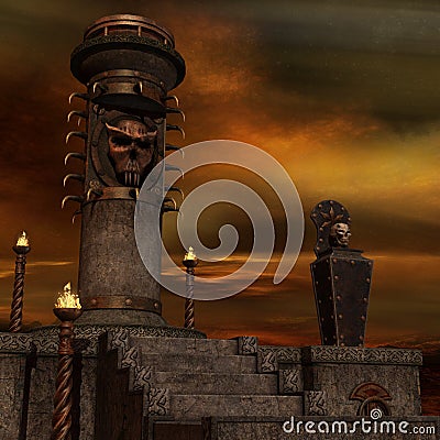 Fantasy ancient background Cartoon Illustration