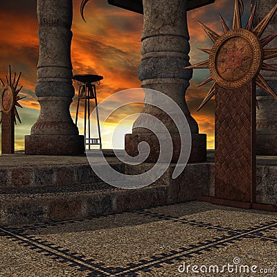 Fantasy ancient background Cartoon Illustration