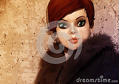 3D illustration of the fashionable woman Cartoon Illustration