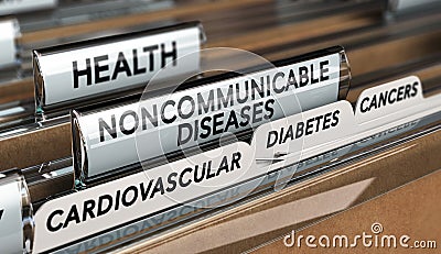 Noncommunicable Diseases List. Cartoon Illustration