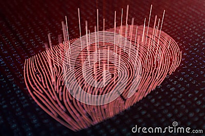 3D illustration Fingerprint scan provides security access with biometrics identification. Concept fingerprint hacking Cartoon Illustration