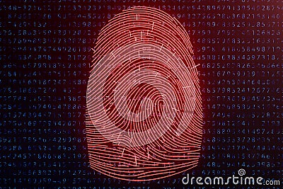 3D illustration Fingerprint scan provides security access with biometrics identification. Concept fingerprint hacking Cartoon Illustration