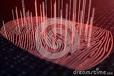 3D illustration Fingerprint scan provides security access with biometrics identification. Concept fingerprint hacking Cartoon Illustration