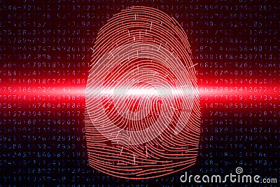 3D illustration Fingerprint scan provides security access with biometrics identification. Concept fingerprint hacking Cartoon Illustration