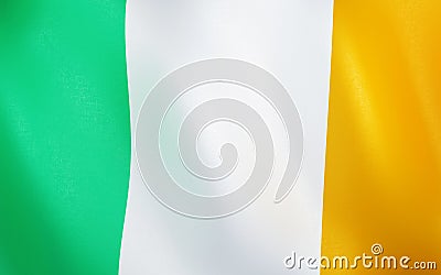 3D Flag of Ireland. Cartoon Illustration