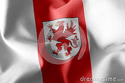 3D illustration flag of West Pomerania Voivodship is a region of Cartoon Illustration