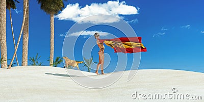 3d illustration of the flag Cartoon Illustration