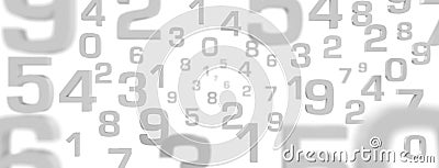 3D Illustration - Flying Numbers grey with white background Stock Photo