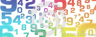 3D Illustration - Flying Numbers rainbow colors Stock Photo