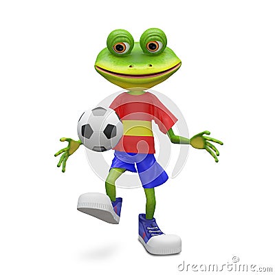 3D Illustration Frog Football Player Stock Photo