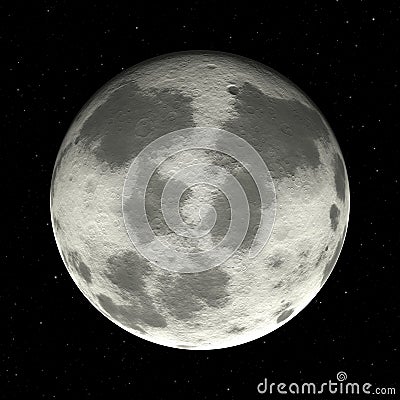 3D illustration of Full Moon, the most bright lunar phase of our satellite Cartoon Illustration