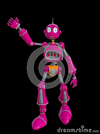3D Illustration of Fun Colorful Robot Stock Photo