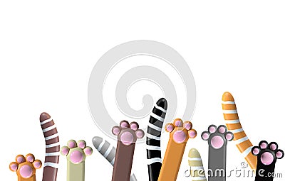 Cats paws and tails Cartoon Illustration
