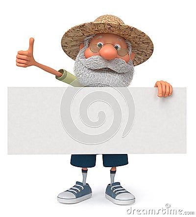 3D illustration funny farmer poster Cartoon Illustration