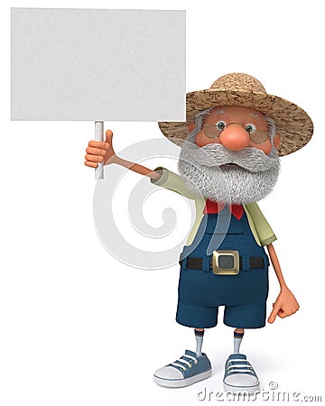 3D illustration funny farmer poster Cartoon Illustration