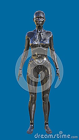 3D Illustration of Futuristic Black Female Human Robot Stock Photo