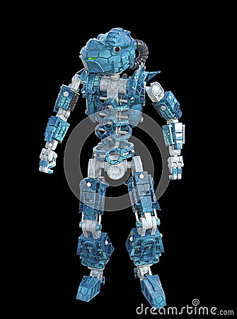 3D Illustration of Futuristic Metal Industrial Robot Stock Photo