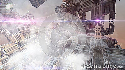 futuristic space with optical flares Cartoon Illustration