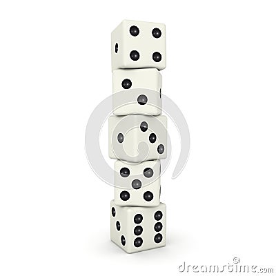 3D illustration of gambling dice stacked on top each other Cartoon Illustration