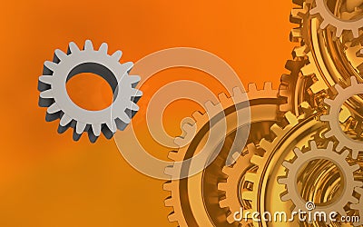 3d gears system Cartoon Illustration