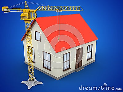 3d generic house Cartoon Illustration