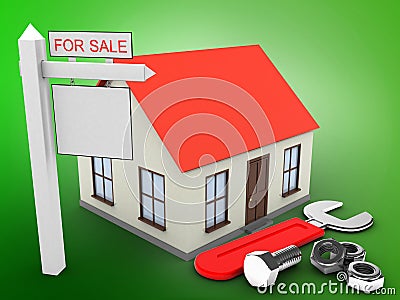 3d generic house Cartoon Illustration