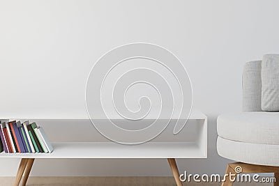 3d illustration of a generic living room space as a background or mock-up. Cartoon Illustration