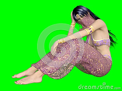 3D Arabian nights harem girl Cartoon Illustration