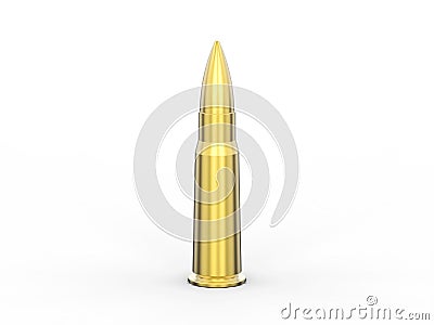 3D illustration gold bullet cartridge Cartoon Illustration