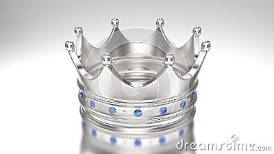 3D illustration gold silver crown tiara with diamonds Cartoon Illustration