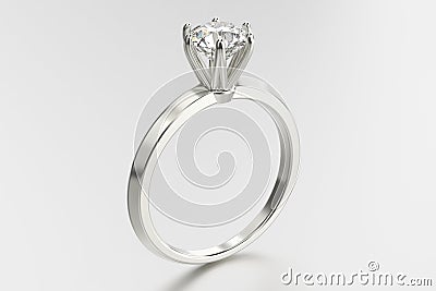 3D illustration gold silver ring with diamonds on Cartoon Illustration
