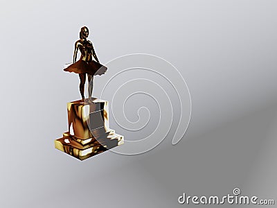 3D illustration of a golden ballerina statue Stock Photo