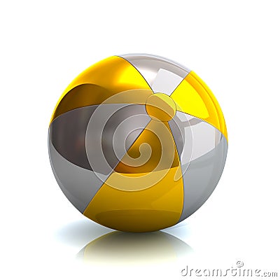 3D illustration golden and white beach ball Cartoon Illustration