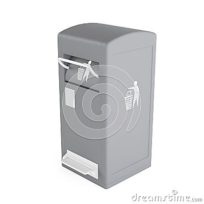 3d illustration of a gray trash can isolated on a white background Cartoon Illustration