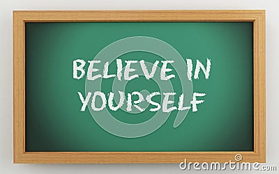 3d chalkboard with Belive in yourself text Cartoon Illustration