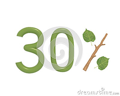 3d illustration green text designed with leaves and a stick Cartoon Illustration