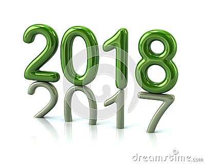 Green 2018 year number the previous year number pressing on the Cartoon Illustration