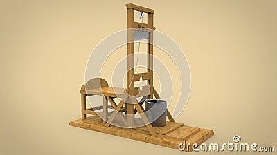 3d illustration of guillotine. Cartoon Illustration