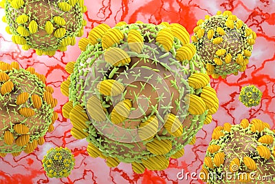 Hepatitis C virus HCV 3D illustration Cartoon Illustration