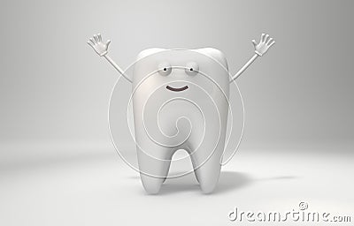 3D illustration Healthy Tooth happy and joyfully waves his hands Cartoon Illustration