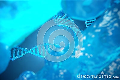 3D Illustration Helix DNA molecule with modified genes. Correcting mutation by genetic engineering. Concept Molecular Stock Photo