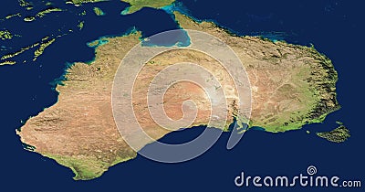 3D illustration of a highly detailed map of Australia. Elements of this image furnished by NASA. Stock Photo